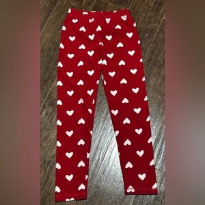 Gymboree Warm Leggings Red with White Hearts Girls Large